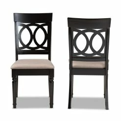 Coupon 🥰 Baxton Studio Lucie Sand Fabric Espresso Finished Wood 2-Piece Dining Chair Set 🤩 -Cheap Office Chairs Store 1991350 1 L