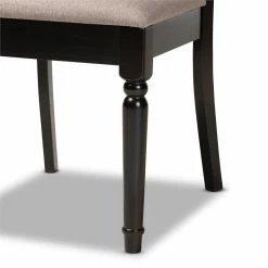 Coupon 🥰 Baxton Studio Lucie Sand Fabric Espresso Finished Wood 2-Piece Dining Chair Set 🤩 -Cheap Office Chairs Store 1991350 4 L