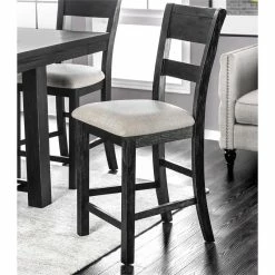 Hot Sale 😀 Furniture Of America Toals Wood Ladder Back Counter Chair In Black (Set Of 2) ⭐ -Cheap Office Chairs Store 1992960 1 L