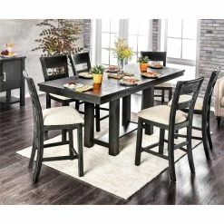 Hot Sale 😀 Furniture Of America Toals Wood Ladder Back Counter Chair In Black (Set Of 2) ⭐ -Cheap Office Chairs Store 1992960 2 L