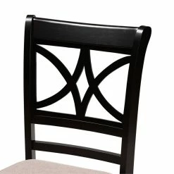 New ✨ Baxton Studio Clarke Sand Upholstered And Espresso Wood 4-Piece Dining Chair Set 🛒 -Cheap Office Chairs Store 1993409 2 L