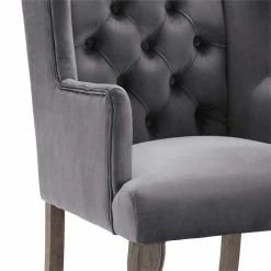 Best Sale 🛒 Modway Realm French Vintage Velvet Dining Armchair In Gray 🛒 -Cheap Office Chairs Store 1995042 14 L