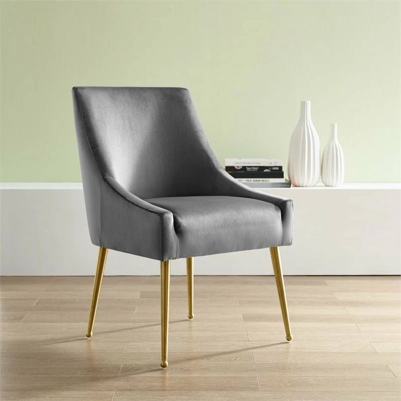 New 🎁 Modway Discern Upholstered Velvet Dining Chair In Gray 👏 4 New 🎁 Modway Discern Upholstered Velvet Dining Chair In Gray 👏 - Image 2