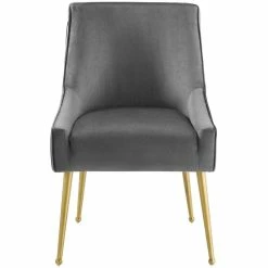 Buy 😀 Modway Discern Pleated Back Upholstered Velvet Dining Chair In Gray ⌛ -Cheap Office Chairs Store 1995417 13 L