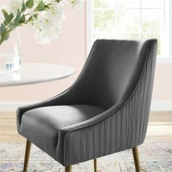 Buy 😀 Modway Discern Pleated Back Upholstered Velvet Dining Chair In Gray ⌛ -Cheap Office Chairs Store 1995417 14 L