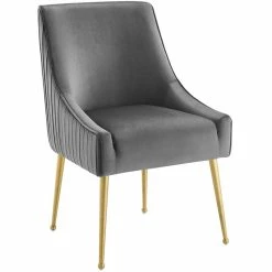 Buy 😀 Modway Discern Pleated Back Upholstered Velvet Dining Chair In Gray ⌛