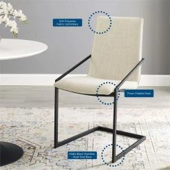 Promo 🎉 Modway Pitch Upholstered Dining Armchair In Black And Beige 🎁 -Cheap Office Chairs Store 1996001 17 L