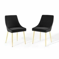 Best deal 🎁 Modway Viscount Velvet Dining Chairs In Gold And Black (Set Of 2) 👏