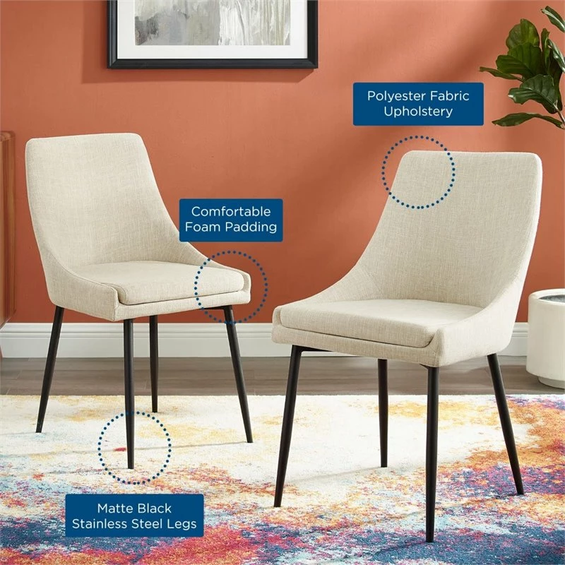 Best Pirce ✨ Modway Viscount Upholstered Dining Chairs In Black And Beige (Set Of 2) 🌟 12 Best Pirce ✨ Modway Viscount Upholstered Dining Chairs In Black And Beige (Set Of 2) 🌟 - Image 10
