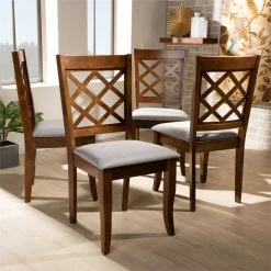 Cheapest 🎉 Baxton Studio Brigitte Gray Upholstered Walnut Wood 4-Piece Dining Chair Set 😍 -Cheap Office Chairs Store 1997605 4 L