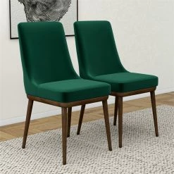 Cheapest 😀 Ashcroft Grayson Mid-Century Modern Velvet Dining Chair In Green (Set Of 2) 🔔 -Cheap Office Chairs Store 1998055 17 L