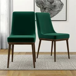 Cheapest 😀 Ashcroft Grayson Mid-Century Modern Velvet Dining Chair In Green (Set Of 2) 🔔 -Cheap Office Chairs Store 1998055 18 L