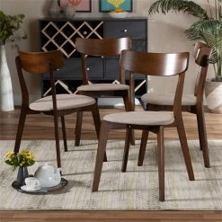 Deals 🔔 Baxton Studio Iora Light Beige Fabric Upholstered Wood 4-Piece Dining Chair Set 🎁 -Cheap Office Chairs Store 2003488 3 L