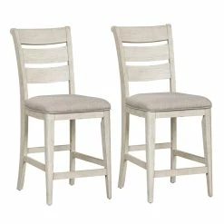 Best Pirce 🔥 Liberty Furniture Farmhouse Reimagined White Ladder Back Uph Counter Chair (RTA)-Set Of 2 😉