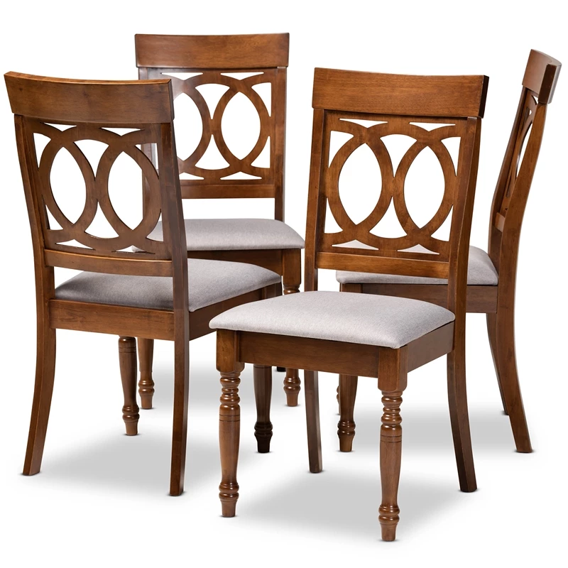 Buy ๐ Baxton Studio LucieGrey And Brown Finished Wood 4-Piece Dining Chair Set ๐งจ 3 Buy ๐ Baxton Studio LucieGrey And Brown Finished Wood 4-Piece Dining Chair Set ๐งจ