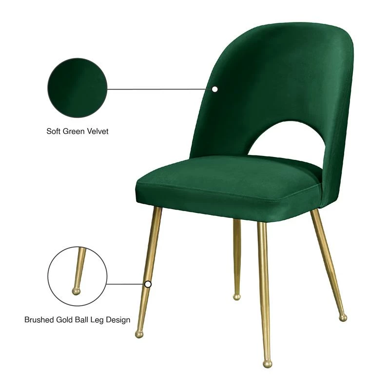Promo 😀 Meridian Furniture Logan Green Velvet Dining Chair (Set Of 2) 💯 6 Promo 😀 Meridian Furniture Logan Green Velvet Dining Chair (Set Of 2) 💯 - Image 4