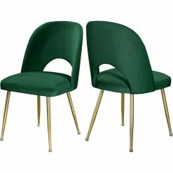 Promo 😀 Meridian Furniture Logan Green Velvet Dining Chair (Set Of 2) 💯