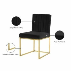 Deals 🔔 Meridian Furniture Giselle Black Velvet Dining Chair (Set Of 2) 👍 -Cheap Office Chairs Store 2017722 3 L