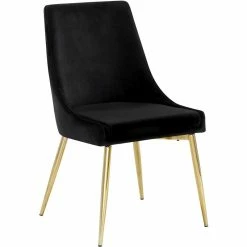 Promo 🤩 Meridian Furniture Karina Black Velvet Dining Chair (Set Of 2) 🎉 -Cheap Office Chairs Store 2017735 2 L