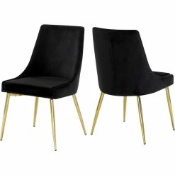 Promo 🤩 Meridian Furniture Karina Black Velvet Dining Chair (Set Of 2) 🎉