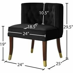 Cheap ❤️ Meridian Furniture Perry Black Velvet Dining Chair In Espresso Finish (Set Of 2) 👏 -Cheap Office Chairs Store 2017784 6 L