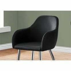 Coupon 😀 Monarch Faux Leather Upholstered Dining Chair In Black (Set Of 2) ⌛ -Cheap Office Chairs Store 2019653 2 L