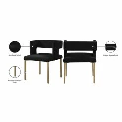 Wholesale 👍 Meridian Furniture Caleb Black Velvet Dining Chair (Set Of 2) 🎁 -Cheap Office Chairs Store 2020409 5 L