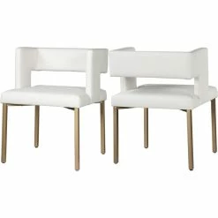 Brand new 👍 Meridian Furniture Caleb White Faux Leather Dining Chair (Set Of 2) 🔔