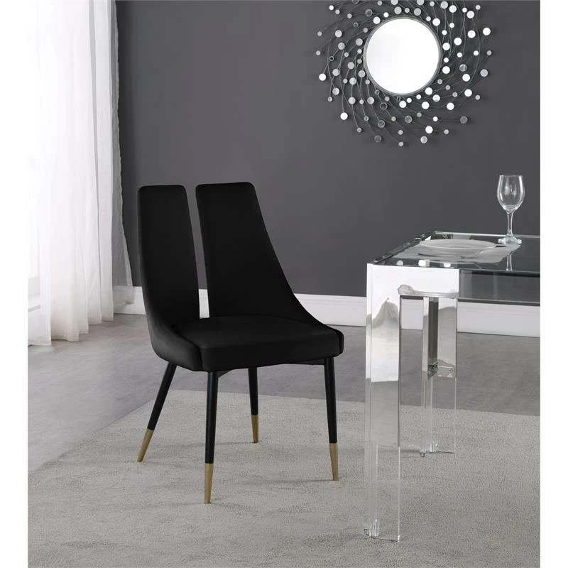 Cheap 🎉 Meridian Furniture Sleek Black Velvet Dining Chair (Set Of 2) ⌛ 4 Cheap 🎉 Meridian Furniture Sleek Black Velvet Dining Chair (Set Of 2) ⌛ - Image 2