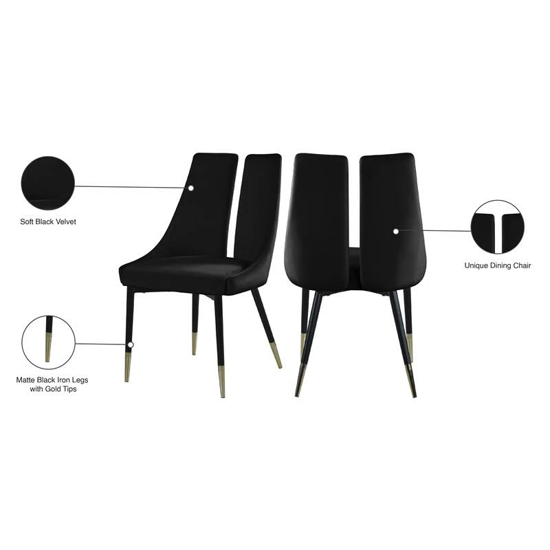 Cheap 🎉 Meridian Furniture Sleek Black Velvet Dining Chair (Set Of 2) ⌛ 6 Cheap 🎉 Meridian Furniture Sleek Black Velvet Dining Chair (Set Of 2) ⌛ - Image 4