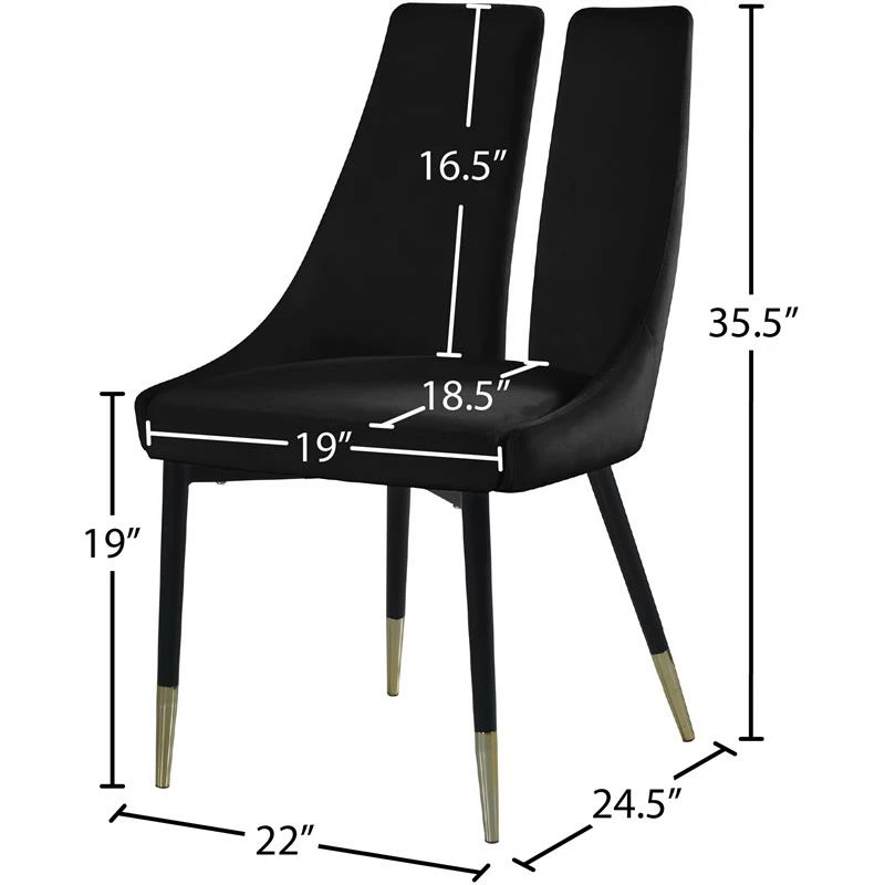 Cheap 🎉 Meridian Furniture Sleek Black Velvet Dining Chair (Set Of 2) ⌛ 9 Cheap 🎉 Meridian Furniture Sleek Black Velvet Dining Chair (Set Of 2) ⌛ - Image 7