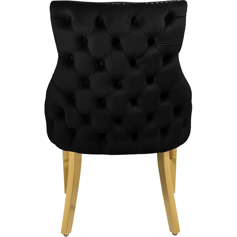 Best Sale 🛒 Meridian Furniture Tuft Black Velvet Dining Chair In Gold Finish (Set Of 2) ❤️ 4 Best Sale 🛒 Meridian Furniture Tuft Black Velvet Dining Chair In Gold Finish (Set Of 2) ❤️ - Image 2