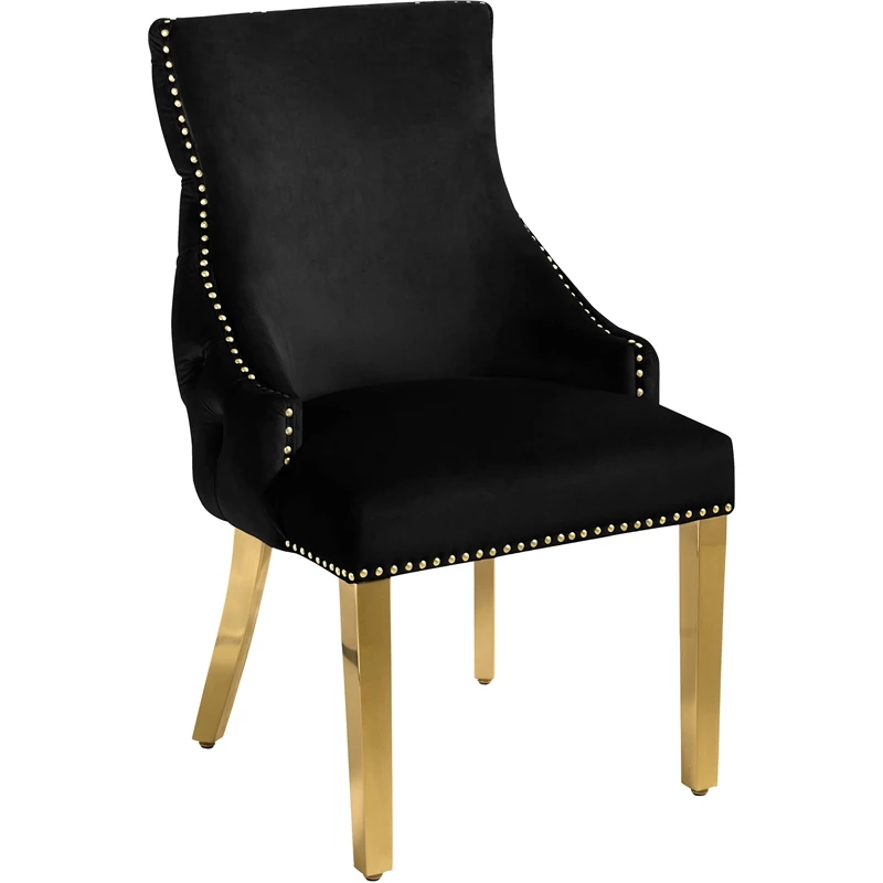 Best Sale 🛒 Meridian Furniture Tuft Black Velvet Dining Chair In Gold Finish (Set Of 2) ❤️ 5 Best Sale 🛒 Meridian Furniture Tuft Black Velvet Dining Chair In Gold Finish (Set Of 2) ❤️ - Image 3