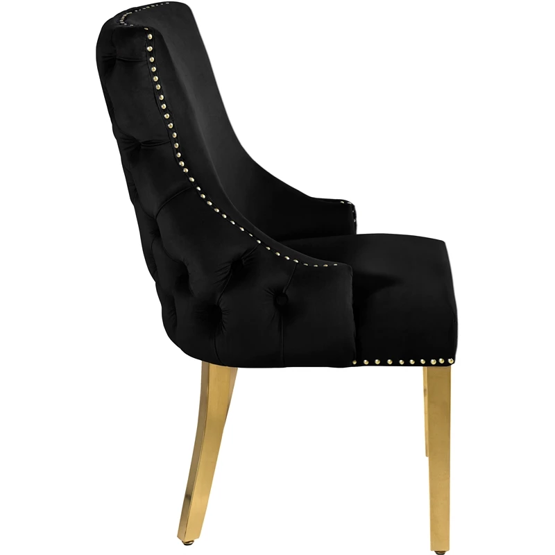 Best Sale 🛒 Meridian Furniture Tuft Black Velvet Dining Chair In Gold Finish (Set Of 2) ❤️ 6 Best Sale 🛒 Meridian Furniture Tuft Black Velvet Dining Chair In Gold Finish (Set Of 2) ❤️ - Image 4