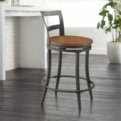 Discount 😀 Lexicon Selbyville Metal Swivel Counter Height Chairs In Cherry (Set Of 2) 😉 -Cheap Office Chairs Store 2025392 3 L