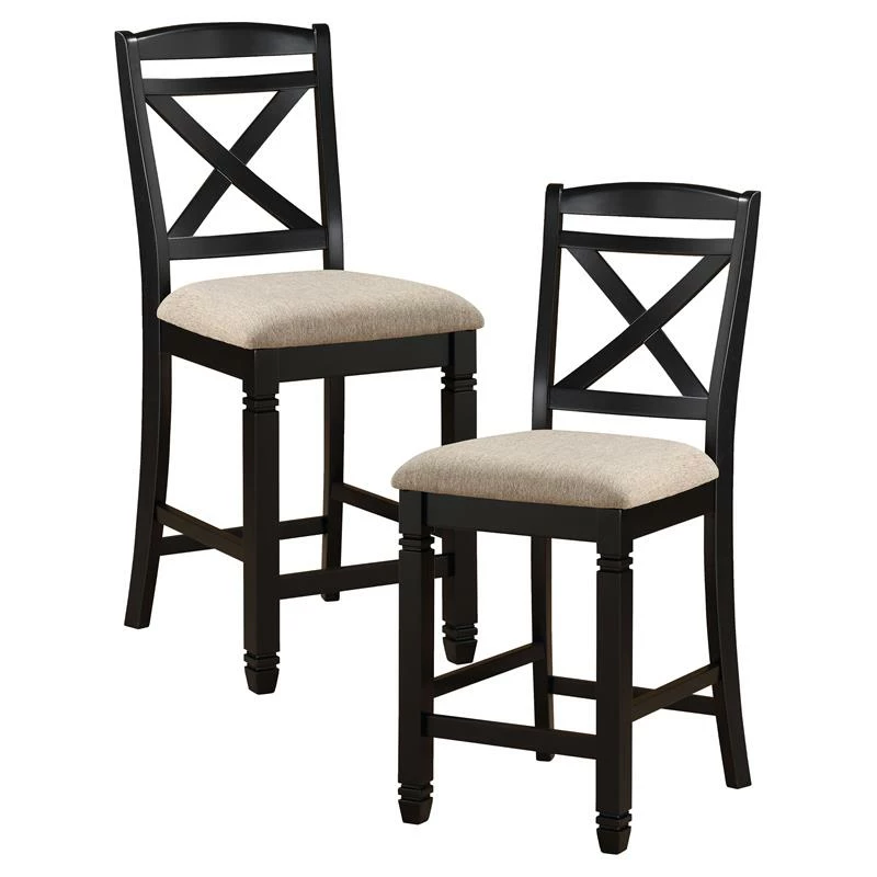 New โค๏ธ Lexicon Baywater Wood Counter Height Dining Chairs In Black And Beige (Set Of 2) ๐ 5 New โค๏ธ Lexicon Baywater Wood Counter Height Dining Chairs In Black And Beige (Set Of 2) ๐ - Image 3