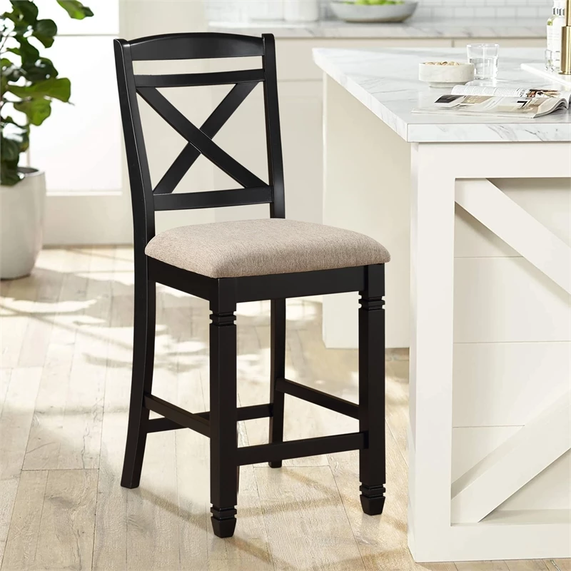 New โค๏ธ Lexicon Baywater Wood Counter Height Dining Chairs In Black And Beige (Set Of 2) ๐ 7 New โค๏ธ Lexicon Baywater Wood Counter Height Dining Chairs In Black And Beige (Set Of 2) ๐ - Image 5