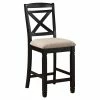 New ❤️ Lexicon Baywater Wood Counter Height Dining Chairs In Black And Beige (Set Of 2) 🎁 -Cheap Office Chairs Store 2025584 L