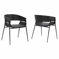 Cheapest 🔥 Armen Living Bronte Wood And Metal Contemporary Dining Room Chairs Set Of 2 👏