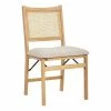 New 👏 Linon Lorna Rattan Cane Wood Folding Dining Side Chair In Beige 😍 -Cheap Office Chairs Store 2104304 12 L