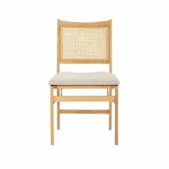 New 👏 Linon Lorna Rattan Cane Wood Folding Dining Side Chair In Beige 😍 -Cheap Office Chairs Store 2104304 14 L