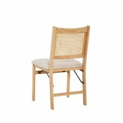 New 👏 Linon Lorna Rattan Cane Wood Folding Dining Side Chair In Beige 😍 -Cheap Office Chairs Store 2104304 16 L