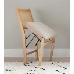 New 👏 Linon Lorna Rattan Cane Wood Folding Dining Side Chair In Beige 😍 -Cheap Office Chairs Store 2104304 18 L