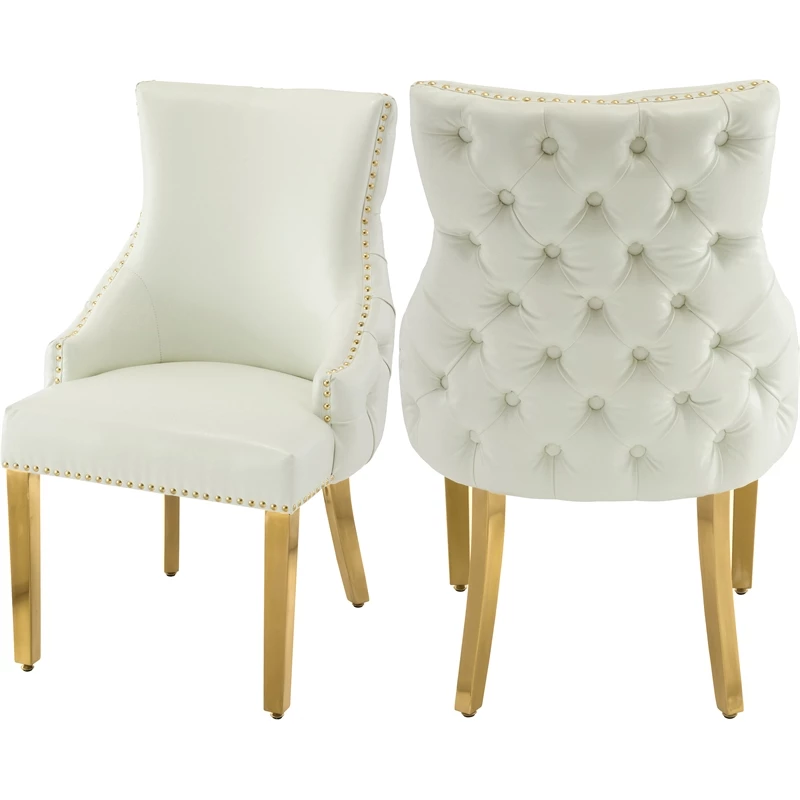 Brand new ⭐ Meridian Furniture Tuft White Faux Leather Dining Chair (Set Of 2) ⌛ 3 Brand new ⭐ Meridian Furniture Tuft White Faux Leather Dining Chair (Set Of 2) ⌛