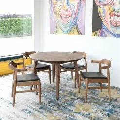 Hot Sale 🥰 Allora Mid Century Modern Leather Dining Chair In Black (Set Of 2) 🥰 -Cheap Office Chairs Store 2110379 4 L