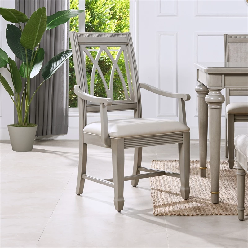 Cheapest ✔️ Jennifer Taylor Home Dauphin X-Back Upholstered Dining Arm Chair Cream White & Cashmere Gray ⭐ 5 Cheapest ✔️ Jennifer Taylor Home Dauphin X-Back Upholstered Dining Arm Chair Cream White & Cashmere Gray ⭐ - Image 3