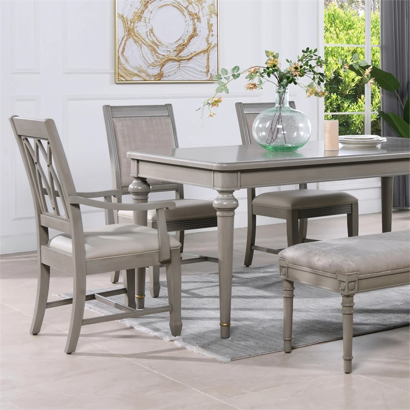 Cheapest ✔️ Jennifer Taylor Home Dauphin X-Back Upholstered Dining Arm Chair Cream White & Cashmere Gray ⭐ 7 Cheapest ✔️ Jennifer Taylor Home Dauphin X-Back Upholstered Dining Arm Chair Cream White & Cashmere Gray ⭐ - Image 5