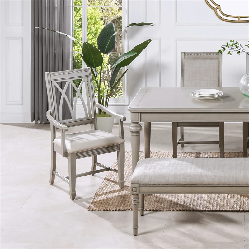 Cheapest ✔️ Jennifer Taylor Home Dauphin X-Back Upholstered Dining Arm Chair Cream White & Cashmere Gray ⭐ 8 Cheapest ✔️ Jennifer Taylor Home Dauphin X-Back Upholstered Dining Arm Chair Cream White & Cashmere Gray ⭐ - Image 6