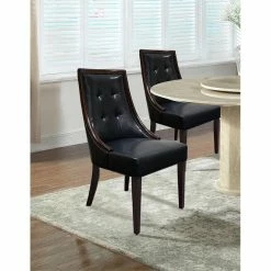 Discount ✔️ Best Master Furniture Best Master Raphael Faux Leather Dining Side Chair In Black/Espresso (Set Of 2) 🛒 -Cheap Office Chairs Store 2116277 1 L