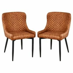Budget ๐งจ Creative Images International Faux Leather Tufted Dining Chair In Tan (Set Of 2) ๐